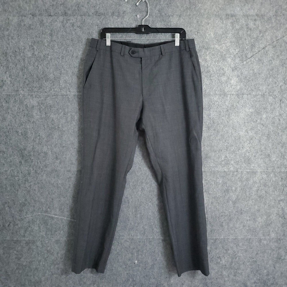Lauren Ralph Lauren Flat Front Casual Dress Pants 36X30 Mens Plaid Trousers Gray